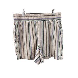 🌸3/$15🌸Cream Multi-Colored Striped Cotton Shorts sz Large